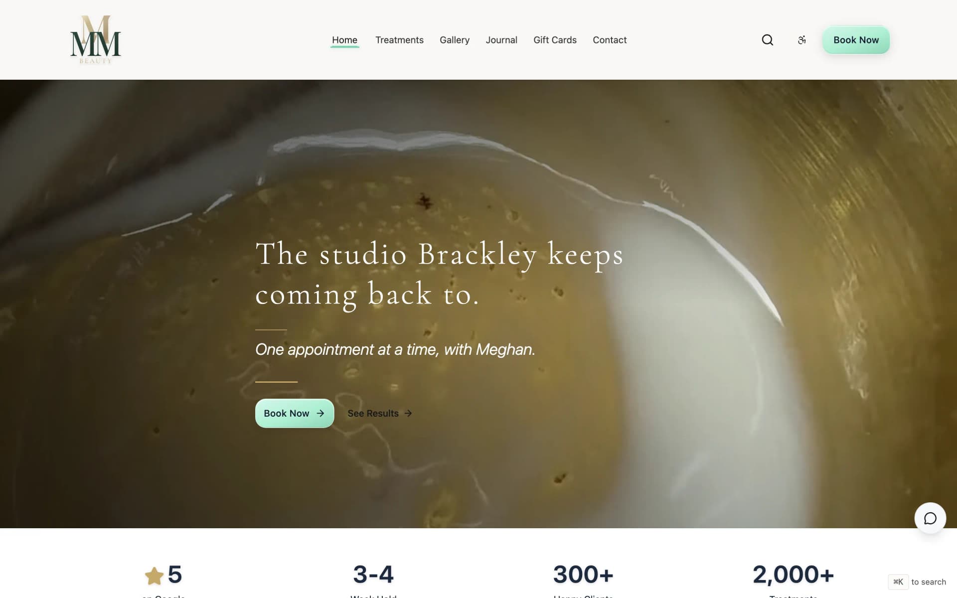 MMM Beauty website homepage screenshot