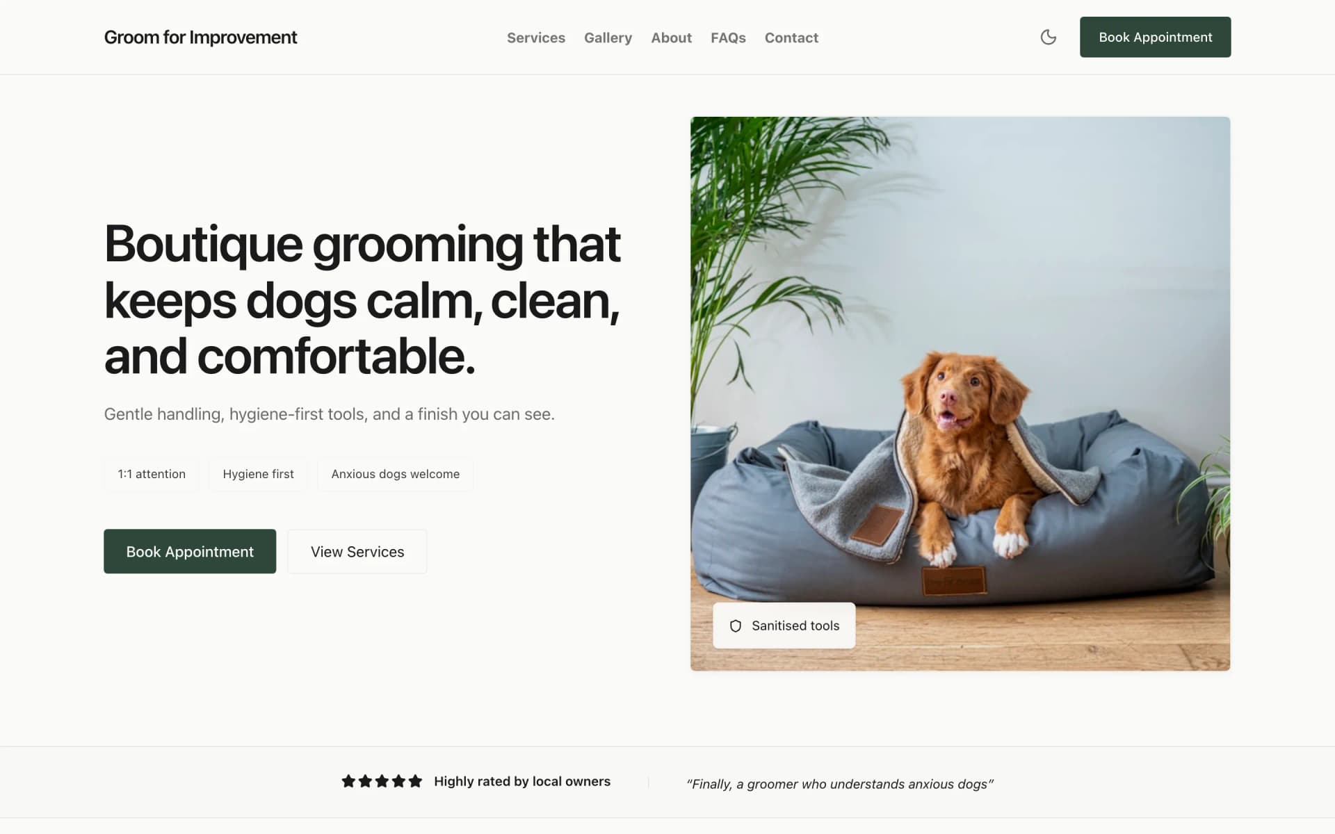 Groom for Improvement website desktop view