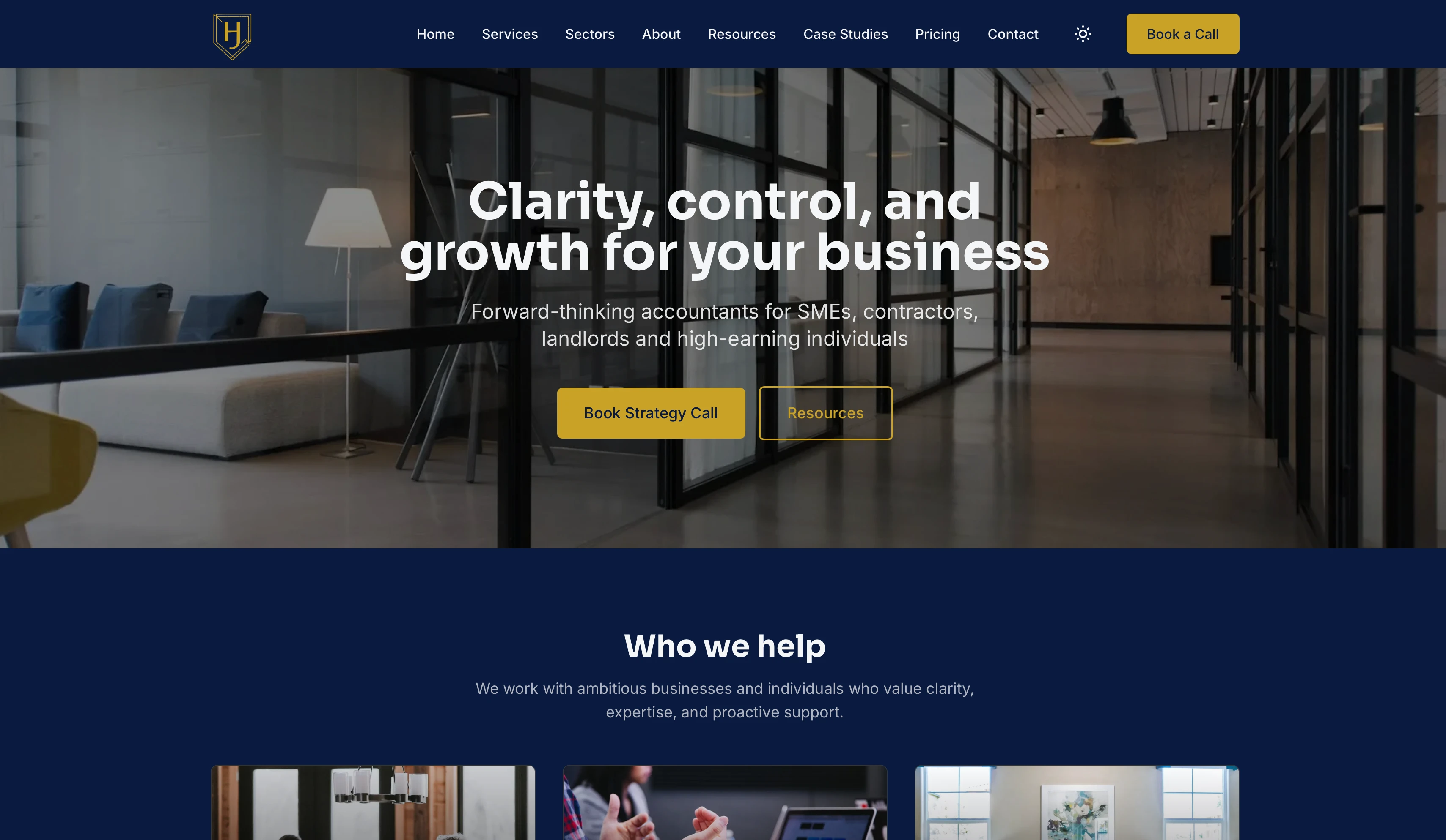 Harrison James Accounting website by Doman Digital - professional, modern design