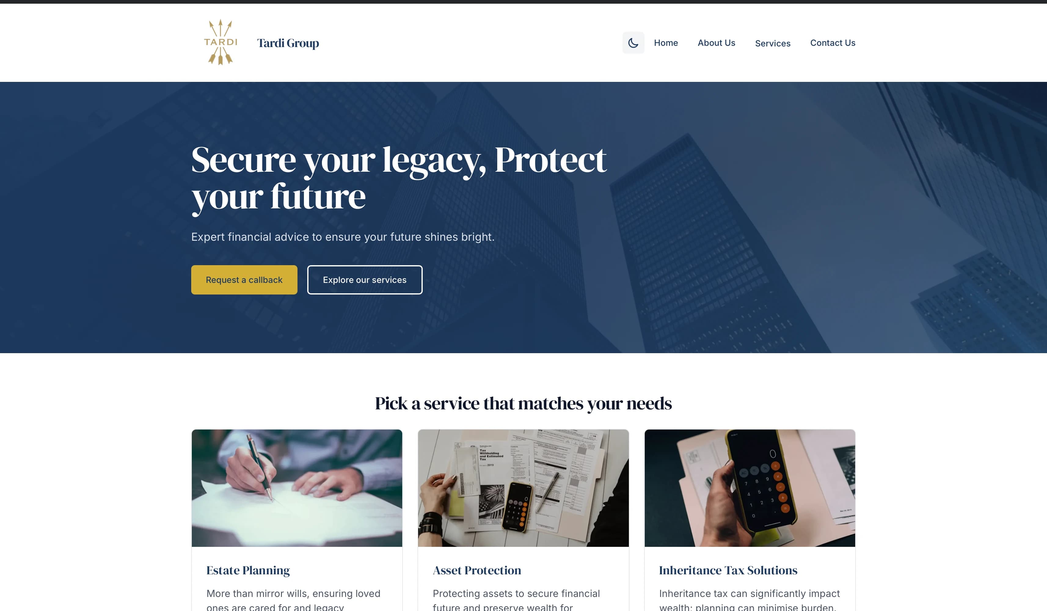 Tardi-Group website after transformation by Doman Digital - clean, modern, easy to use