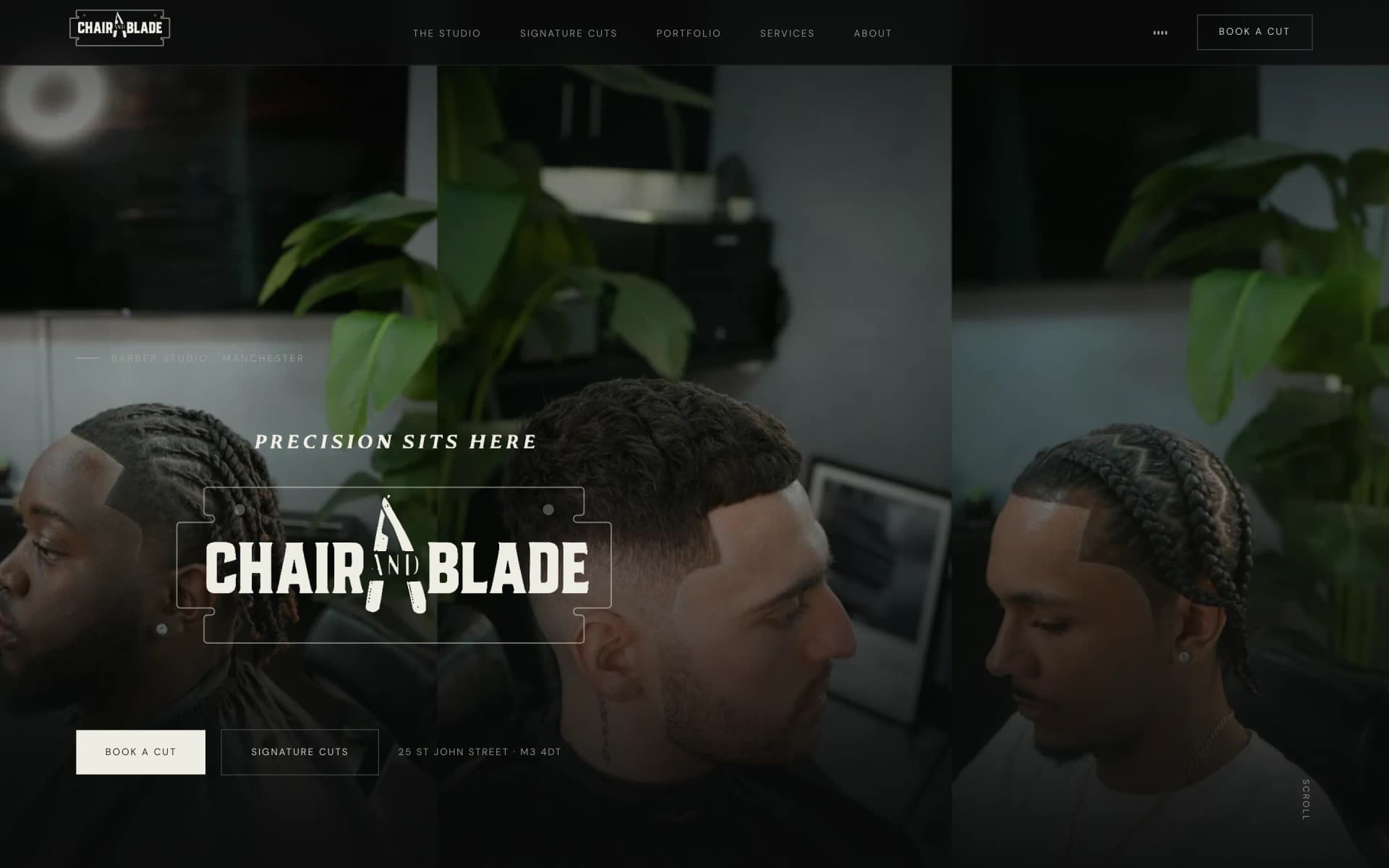 Chair and Blade website desktop view