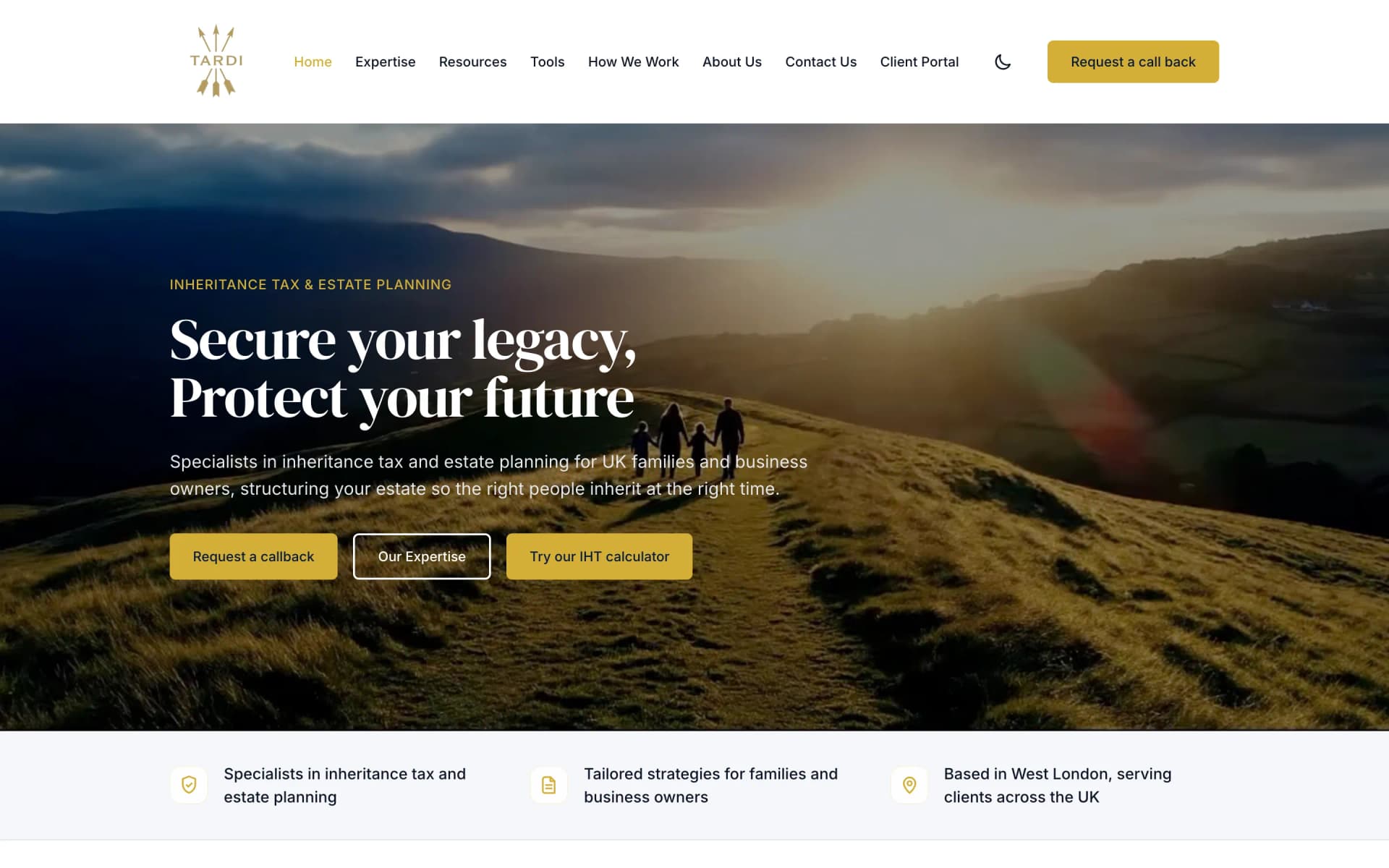 Tardi Group website desktop view